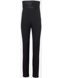KHAITE - Schmale High-Rise-Hose Lenro Mit Satin - Lyst