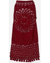 Rabanne - Embellished Crochet Cotton Midi Skirt - Lyst