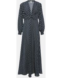RIXO London - Vestido Largo Emory De Seda Con Lunares - Lyst