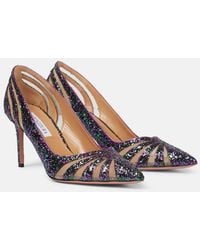 Aquazzura - Pumps Spy 75 Aus Mesh Mit Glitter - Lyst