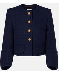 Chloé - Checked Cropped Wool-Blend Jacket - Lyst