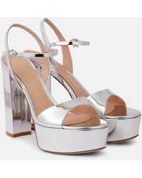 Gianvito Rossi - Metallic Leather Platform Sandals - Lyst