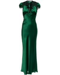 Rodarte Lace-trimmed Silk Satin Gown - Green
