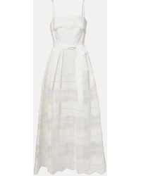 Elie Saab - Vestido Largo De Algodon Con Cinturon - Lyst
