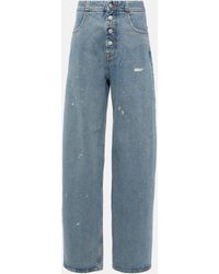 MM6 by Maison Martin Margiela - Distressed High-rise Straight Jeans - Lyst