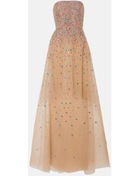 Elie Saab - Abito bustier in tulle con cristalli - Lyst