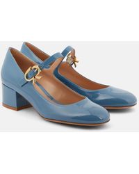 Gianvito Rossi Ribbon Jane Patent Leather Mary Jane Flats in Black | Lyst