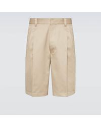 Prada - Pleated Cotton Bermuda Shorts - Lyst