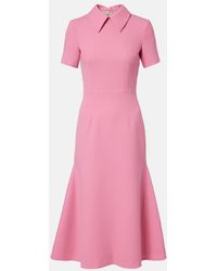 Emilia Wickstead - Robe Midi Eman En Crepe De Laine - Lyst