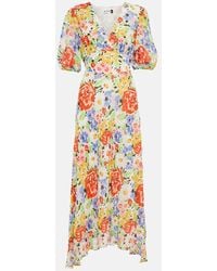 RIXO London - Selma Floral-print Silk Midi Dress - Lyst