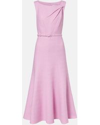 Roland Mouret - Asymmetric Belted Boucle Midi Dress - Lyst
