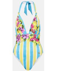 Dolce & Gabbana - Costume Intero Con Scollo All'Americana E Stampa - Lyst