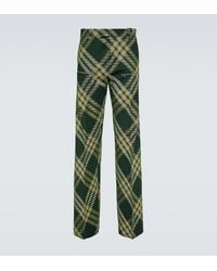Burberry - Checked Wool Twill Straight Pants - Lyst