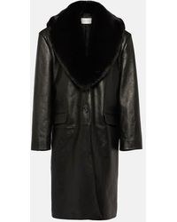 Magda Butrym - Faux Fur-trimmed Leather Coat - Lyst