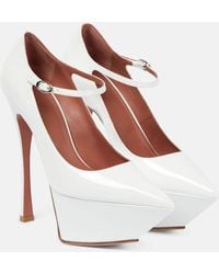 AMINA MUADDI - Escarpins Angelica A Plateau En Cuir Verni - Lyst