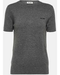 Miu Miu - Logo Cashmere Sweater - Lyst
