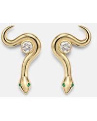 Ileana Makri - Serpent Nest 18Kt Earrings With Diamonds And Emeralds - Lyst