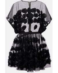Norma Kamali - Floral-Applique Belted Tulle Minidress - Lyst