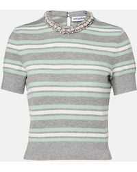 Self-Portrait - Striped Wool, Cotton, And Cashmere Sweater - Lyst