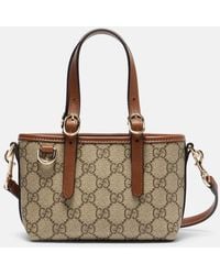 Gucci - Gg Canvas Leather-Trimmed Tote Bag - Lyst