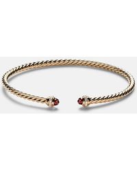 David Yurman - Cablespira Flex 18Kt Cuff Bracelet With Garnets And Diamonds - Lyst