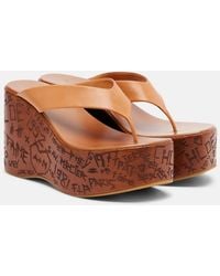 Chloé - Maxime Leather Wedge Thong Sandals - Lyst