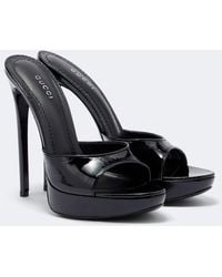 Gucci - Julia Patent Leather Platform Sandals - Lyst