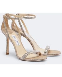 Jimmy Choo - Sandalen Moza Aus Veloursleder Mit Kristallen - Lyst