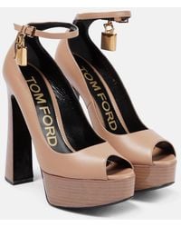 Tom Ford - Padlock Platform Leather Sandals - Lyst