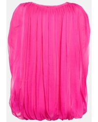 Rick Owens - Gathered Silk Chiffon Top - Lyst