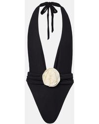 SAME - Rose V Floral-Applique Swimsuit - Lyst