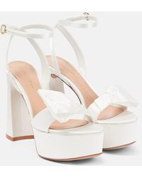 Gianvito Rossi - Bow-trimmed Satin Platform Sandals - Lyst