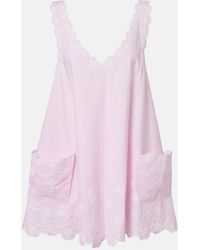 Juliet Dunn - Embroidered Cotton Poplin Minidress - Lyst
