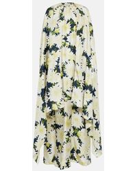 Oscar de la Renta - Floral Silk Cape Gown - Lyst
