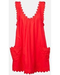 Juliet Dunn - Besticktes Minikleid Aus Baumwollpopeline - Lyst