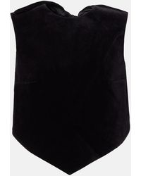 Patou - Bow-Detail Cotton-Blend Velvet Crop Top - Lyst