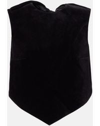 Patou - Bow-Detail Cotton-Blend Velvet Crop Top - Lyst