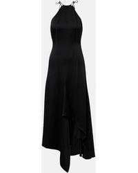 Victoria Beckham - Asymmetric Crepe Satin Midi Dress - Lyst