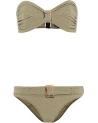 Lisa Marie Fernandez Bandeau-Bikini aus Seersucker - Grün