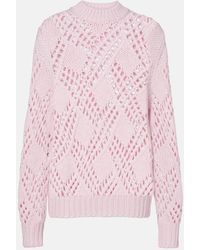 Jil Sander - Lace-Trimmed Virgin Wool Sweater - Lyst