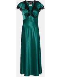 RIXO London - Midikleid Amari Aus Satin Mit Spitze - Lyst
