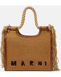 Marni - Marcel Medium Raffia-effect Tote Bag - Lyst