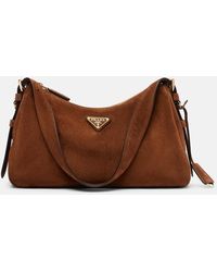 Prada - Aimee Medium Suede Shoulder Bag - Lyst