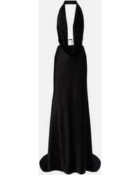 Alex Perry - Halterneck Open-Back Satin Crepe Gown - Lyst