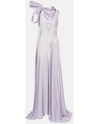 McQueen - Bow-Detail Satin-Paneled Silk Gown - Lyst