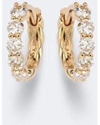 David Yurman - Petite Pave 18Kt Hoop Earrings With Diamonds - Lyst