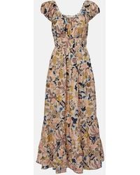 Ulla Johnson - Paloma Printed Cotton Poplin Midi Dress - Lyst