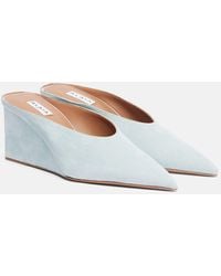 Alaïa - Mules Compensees Cube 75 En Daim - Lyst