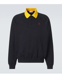 Versace - Embroidered Cotton Jersey Polo Sweatshirt - Lyst