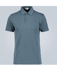 Sunspel Poloshirt Riviera aus Baumwolle - Blau